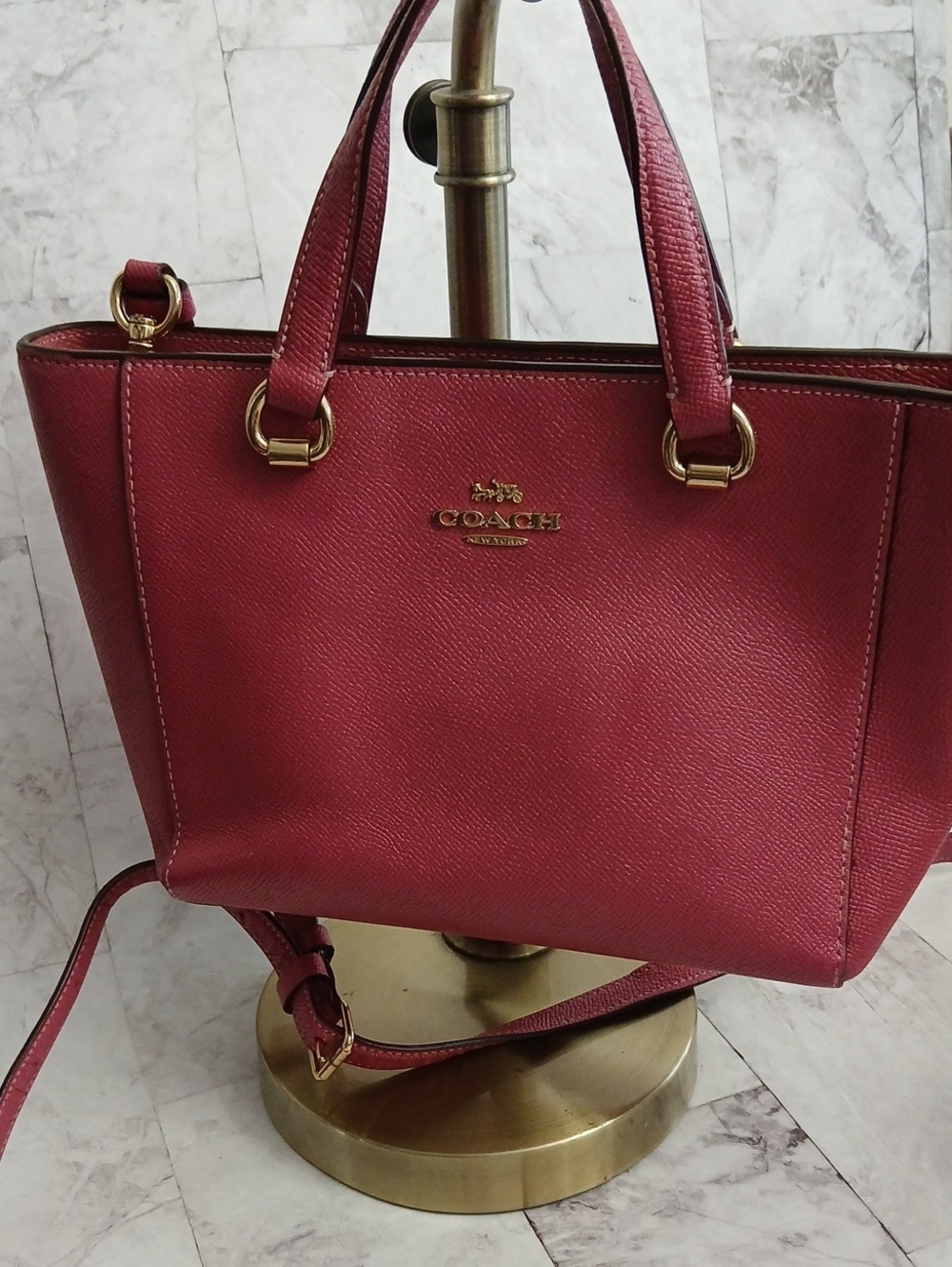 Coach Rose Pink Leather Tote with Gold Hardware